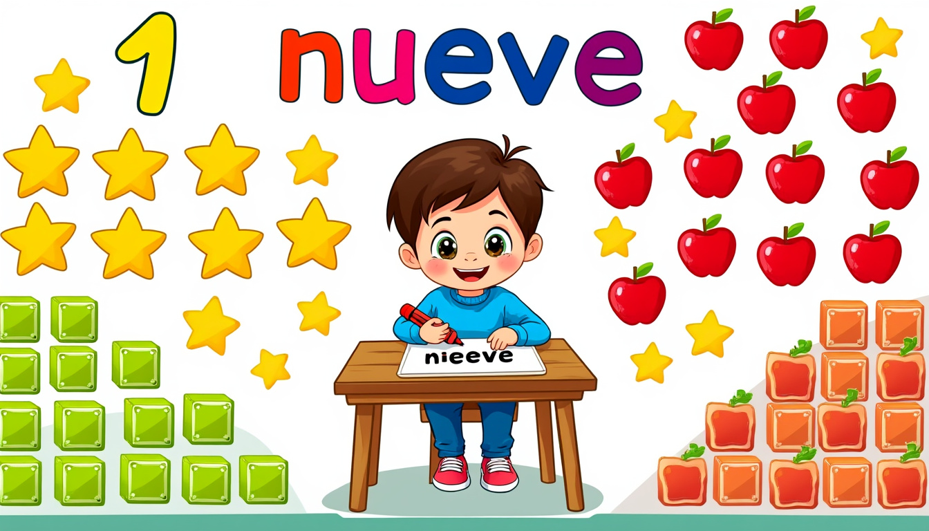 découvrez comment écrire et prononcer le chiffre 9 en espagnol de façon simple et ludique, spécialement expliquée pour les enfants !