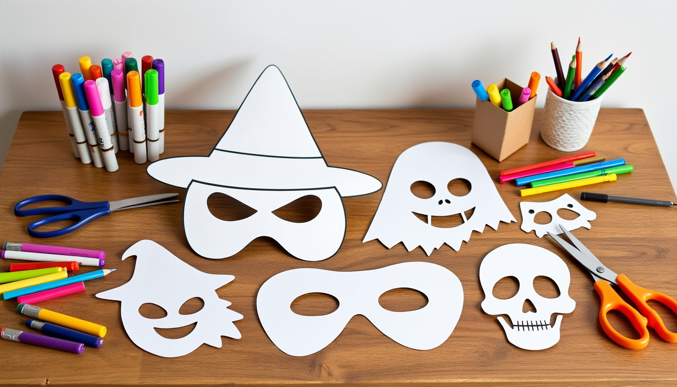 découvrez des masques d'halloween à imprimer facilement pour surprendre vos invités et réussir votre fête avec des créations originales et amusantes !