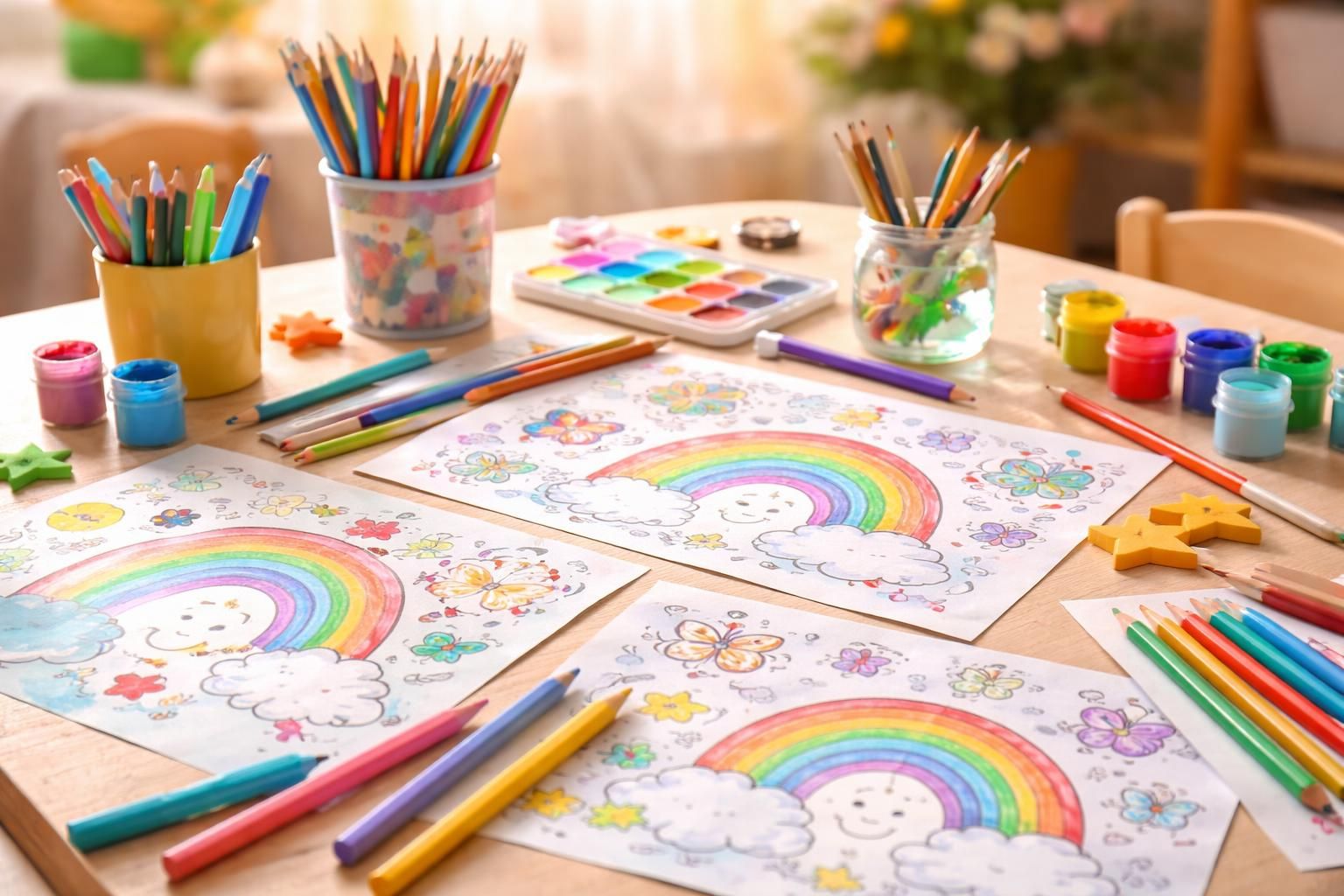 imprimez des arcs-en-ciel à colorier pour vos enfants et créez ensemble des souvenirs colorés et joyeux. activité ludique idéale pour stimuler leur créativité.