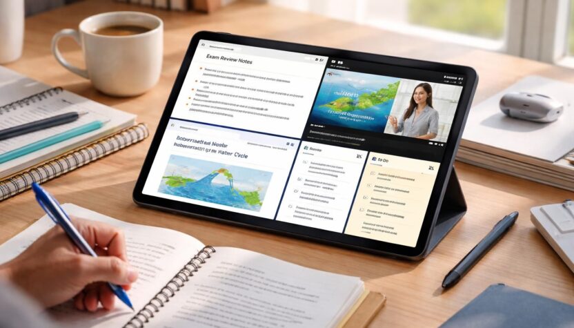 découvrez le samsung 10" avec son mode multi-fenêtres pour réviser efficacement et gagner du temps en multitâche.