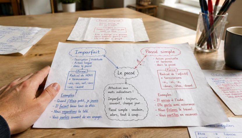 améliorez votre maîtrise de l'imparfait et du passé simple grâce à une carte mentale claire et efficace pour mieux comprendre et retenir ces temps verbaux essentiels.