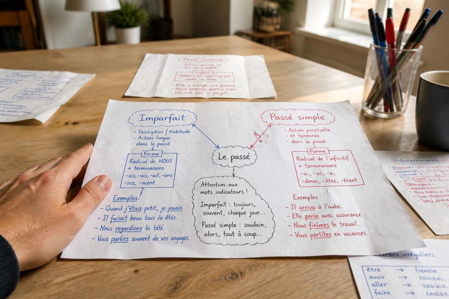 améliorez votre maîtrise de l'imparfait et du passé simple grâce à une carte mentale claire et efficace pour mieux comprendre et retenir ces temps verbaux essentiels.