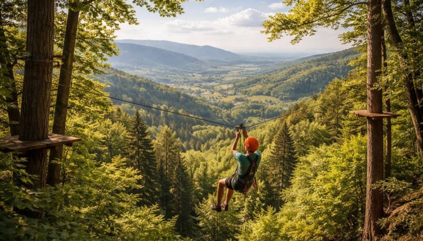 vivez une aventure inoubliable à la cote saint andré en explorant des paysages à couper le souffle lors de votre parcours accrobranche.