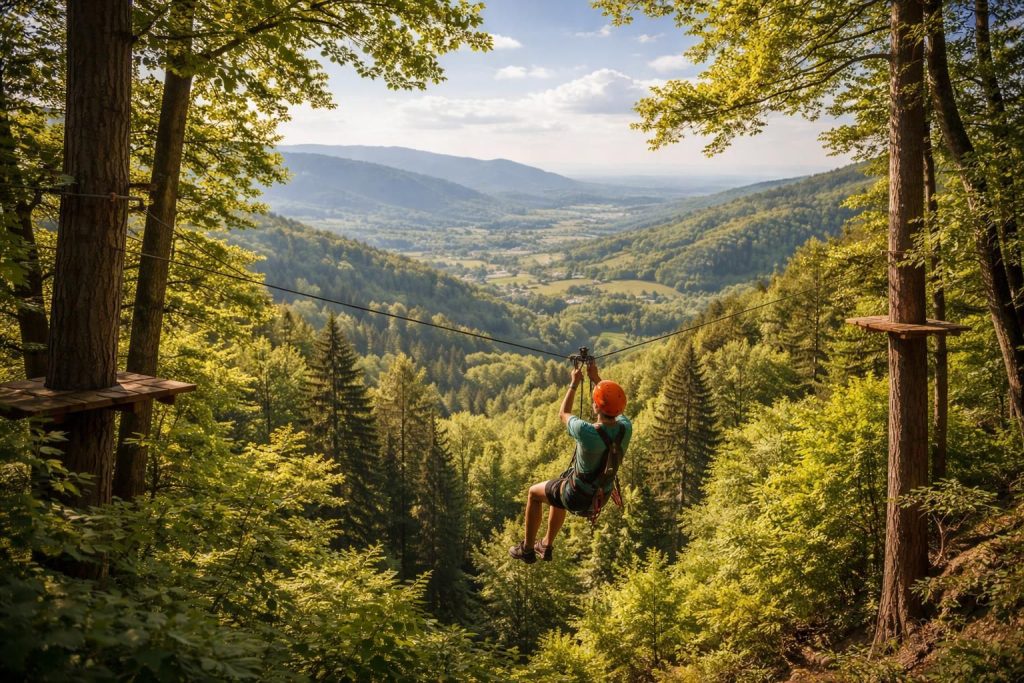 vivez une aventure inoubliable à la cote saint andré en explorant des paysages à couper le souffle lors de votre parcours accrobranche.