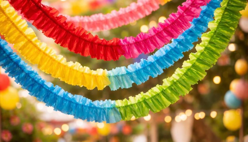découvrez des idées créatives et colorées avec ces magnifiques guirlandes en papier crépon, parfaites pour embellir tous vos événements et célébrations.