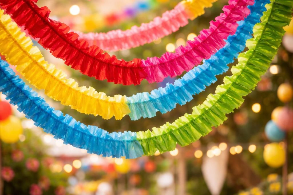 découvrez des idées créatives et colorées avec ces magnifiques guirlandes en papier crépon, parfaites pour embellir tous vos événements et célébrations.