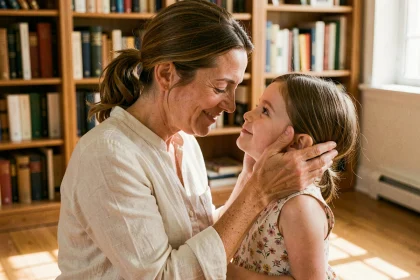Mère et fille partageant un moment de tendresse, illustrant l'amour maternel évoqué dans les proverbes sur les mamans